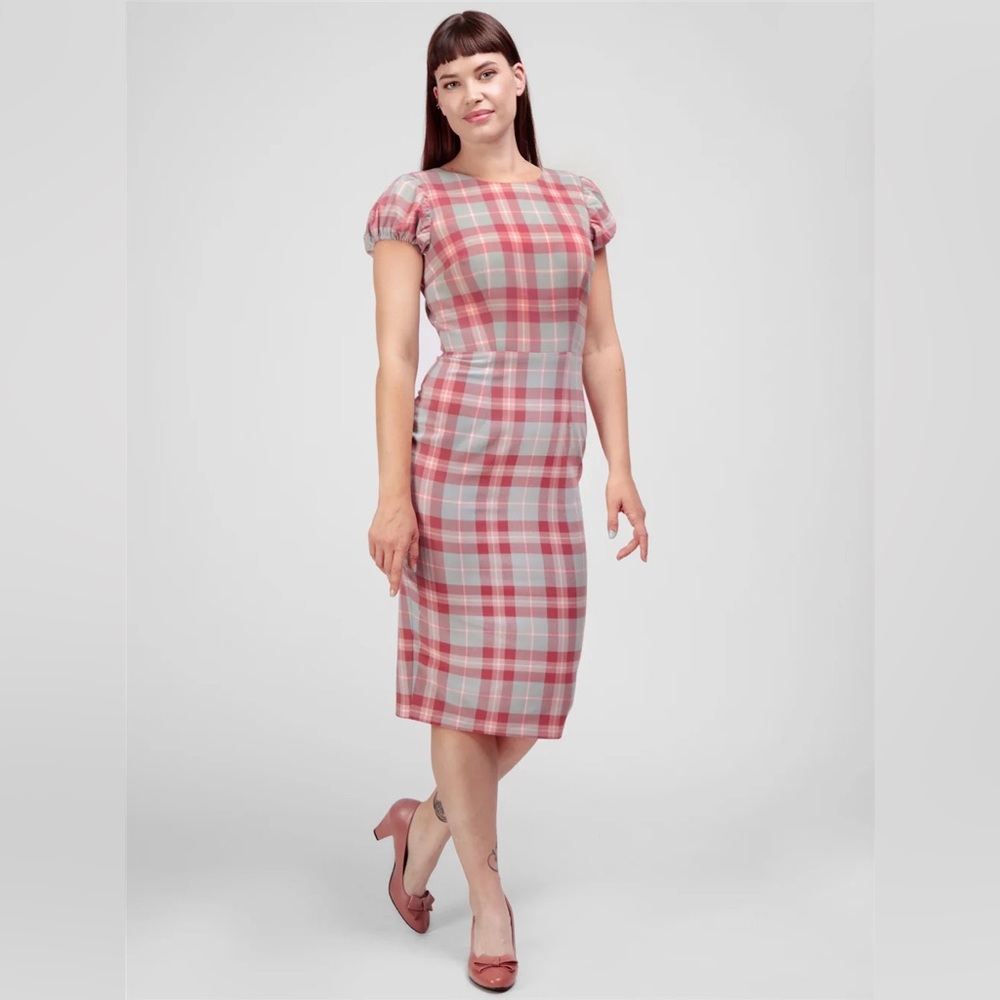 Collectif Demira Princess Check Pencil Dress